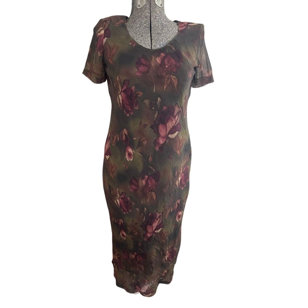 Vintage Maxi Floral Dress Womens 8P Floral 90s Cottagecore Goblincore Forestcore